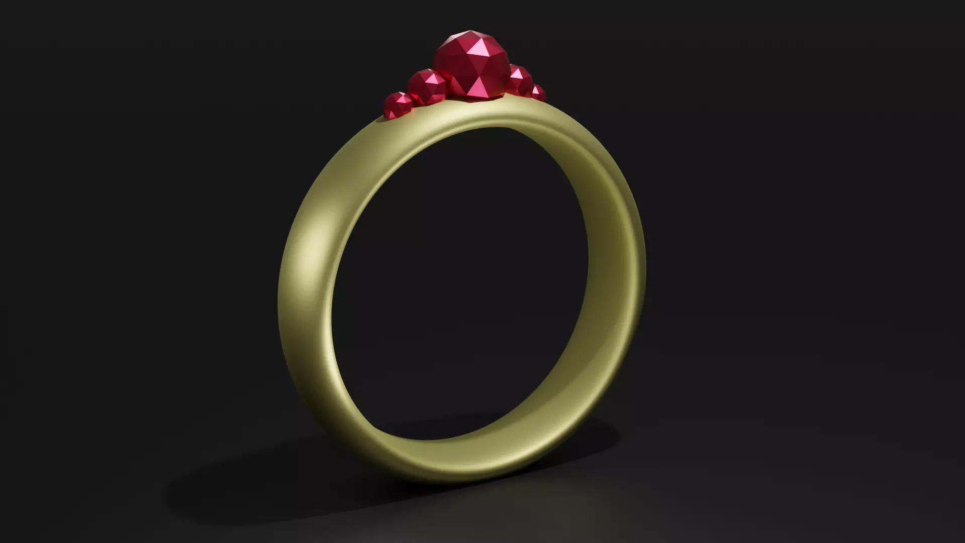 Beautiful ring with rubin  Low-poly 3D model_0