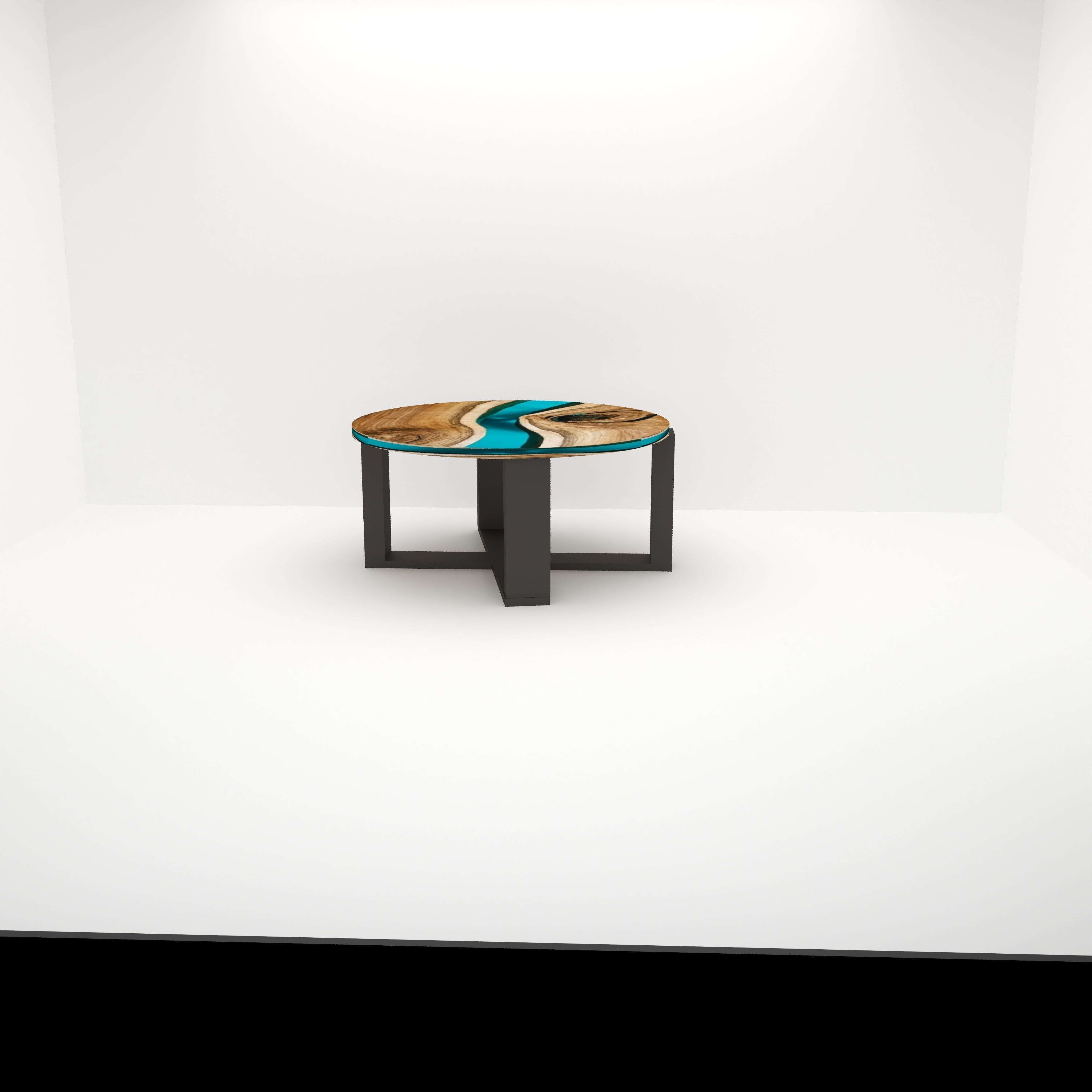 circle wooden table Free low-poly 3D model_4