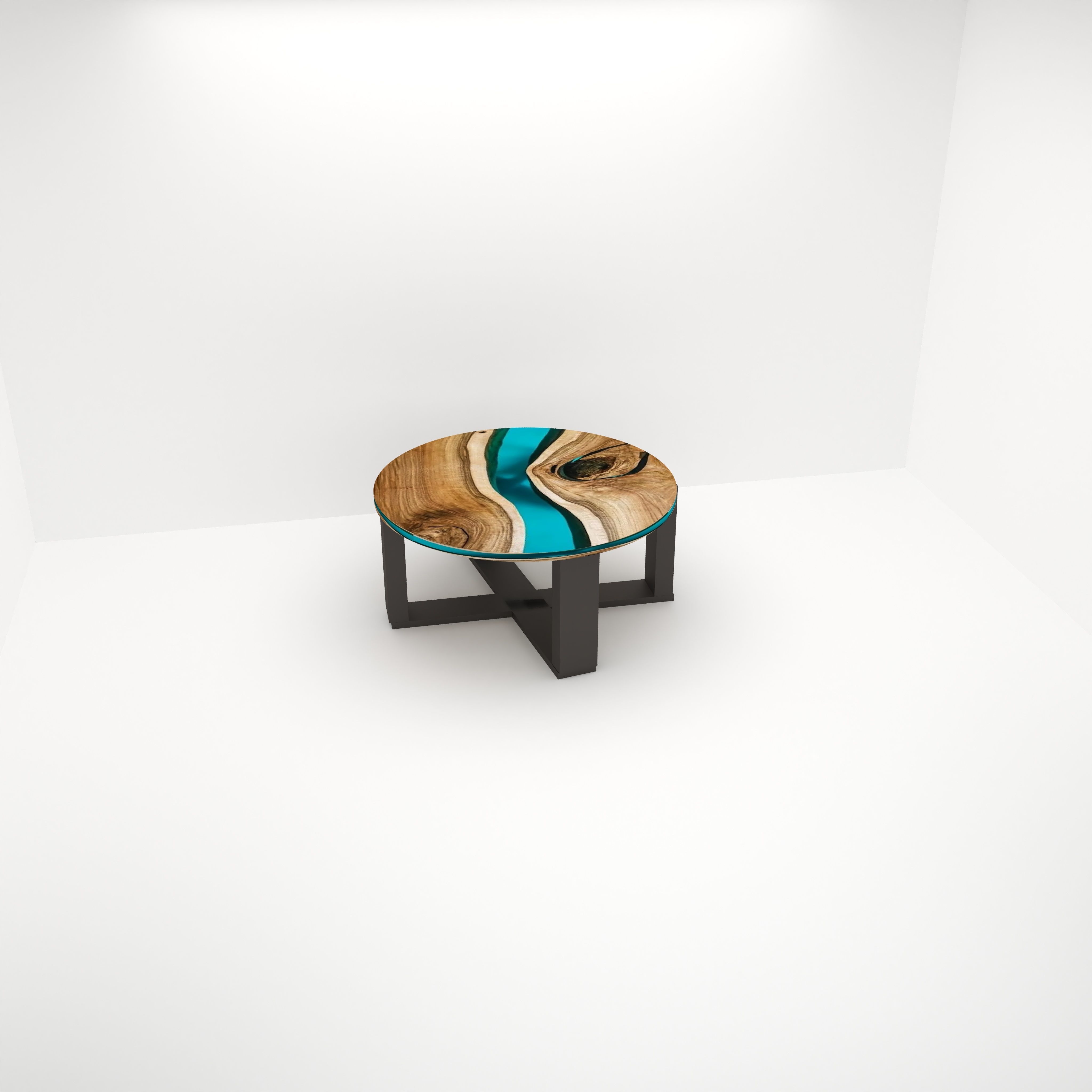 circle wooden table Free low-poly 3D model_6