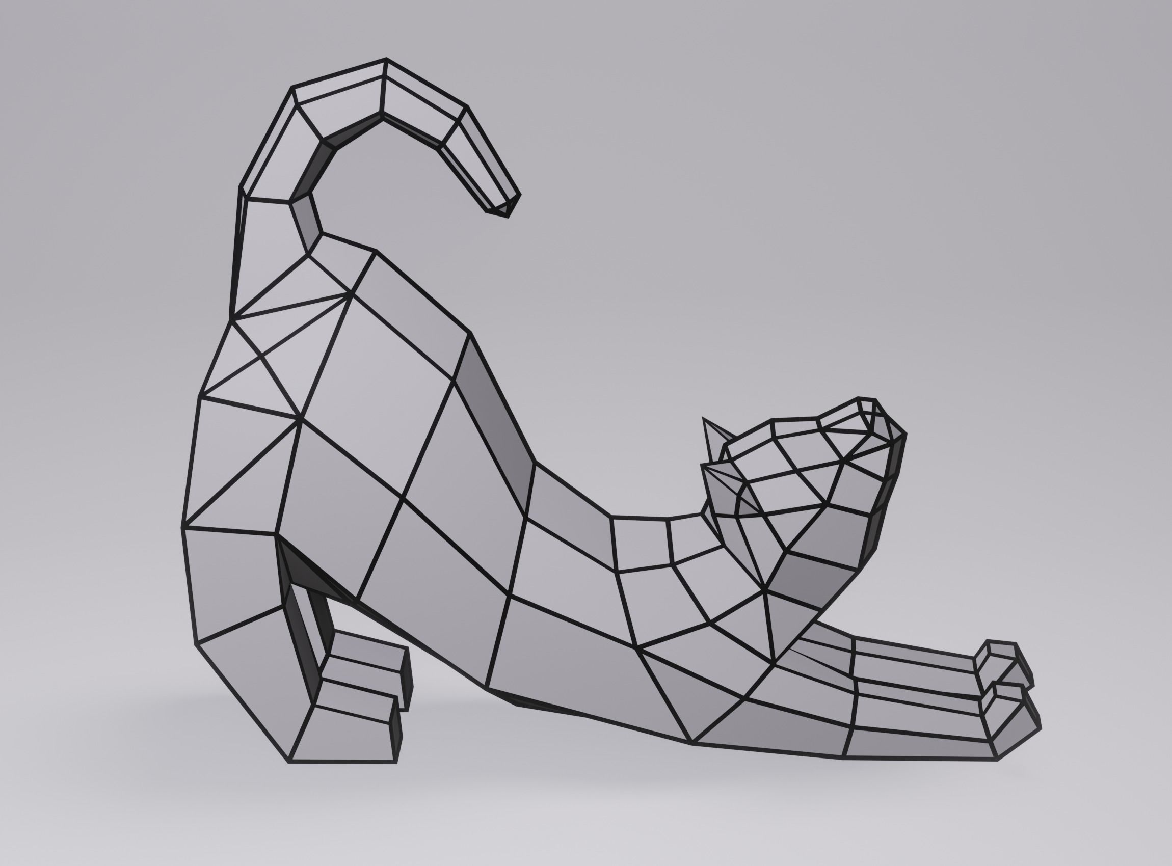 Cat Low Poly Geometric Model  Low-poly 3D model_2