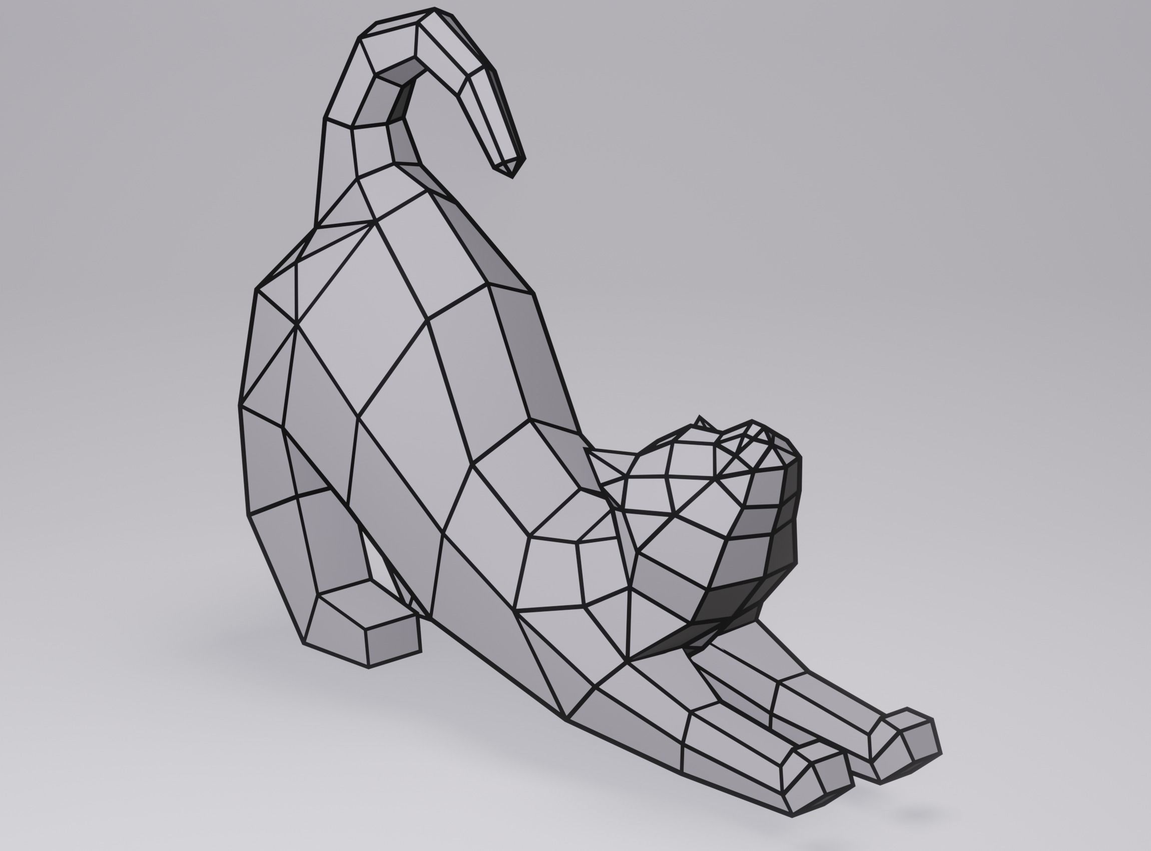 Cat Low Poly Geometric Model  Low-poly 3D model_3