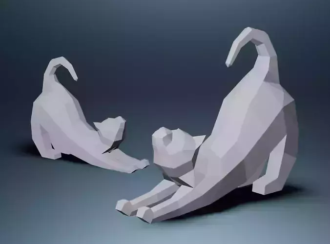 Cat Low Poly Geometric Model 