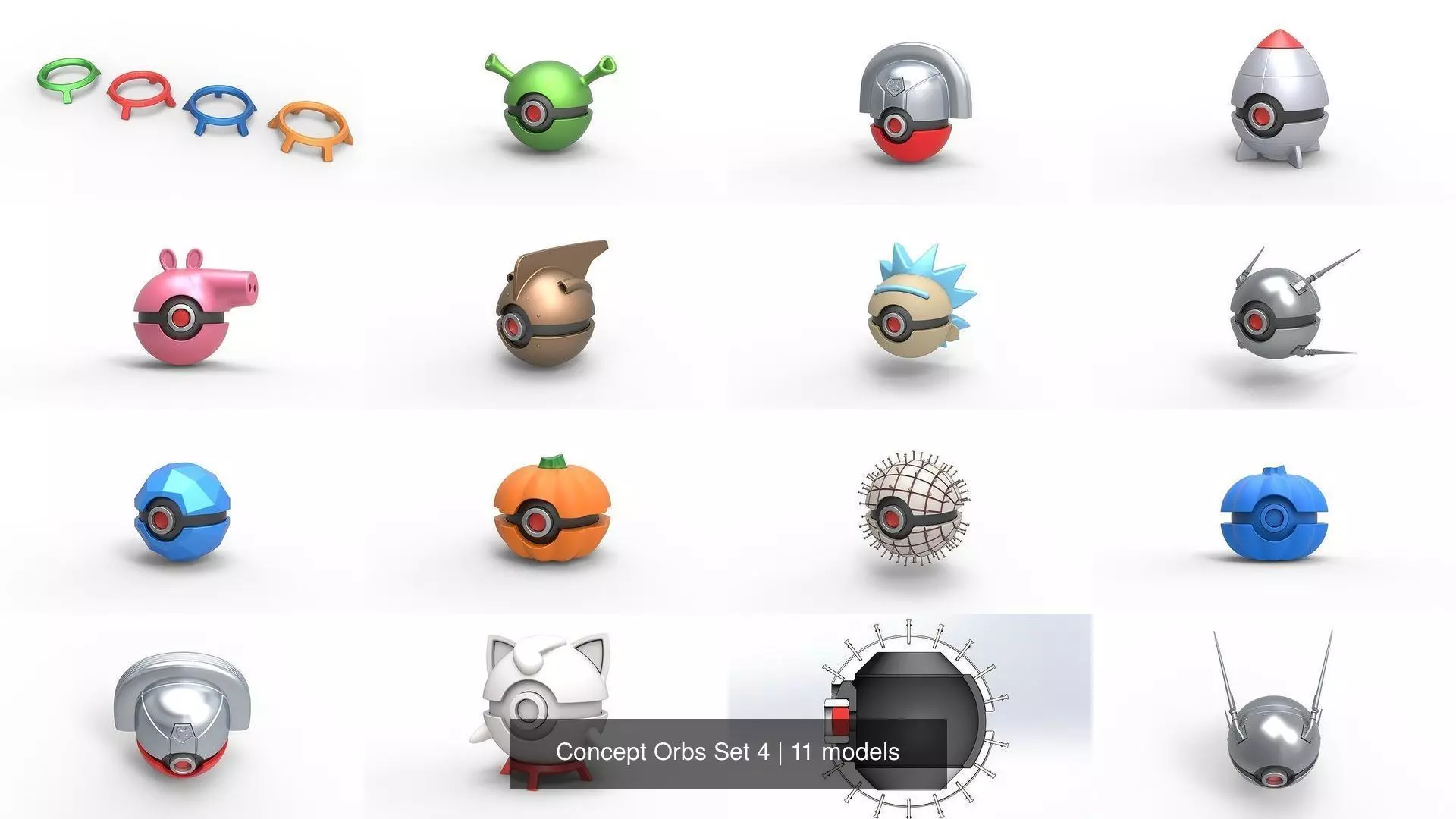 Concept Orbs Set 4 3D Model Collection_0