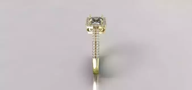 Square Diamond Halo Ring 