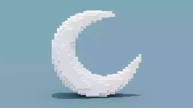 White Voxel Moon