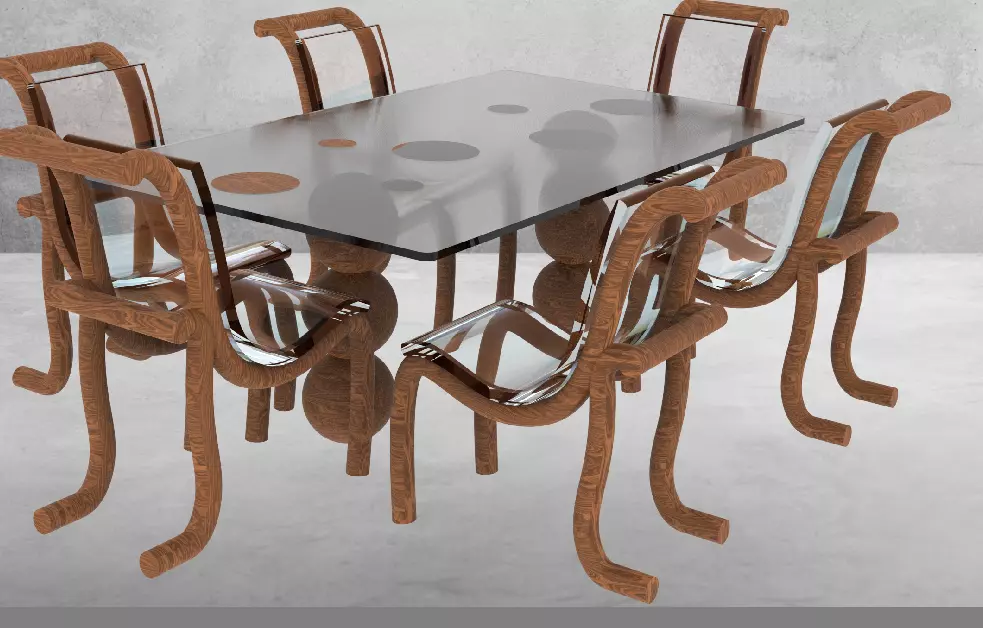 table dining and chairs 3D model