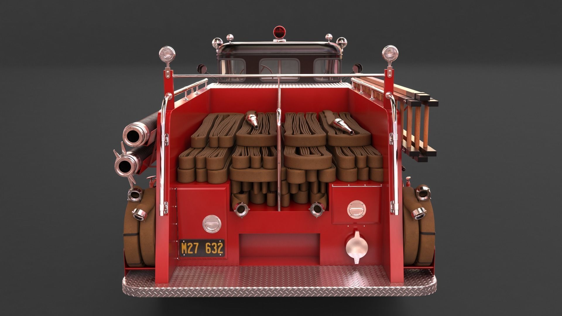 Fire Truck - ENGINE 61 1953 FWD Pumper high poly 3D model_5