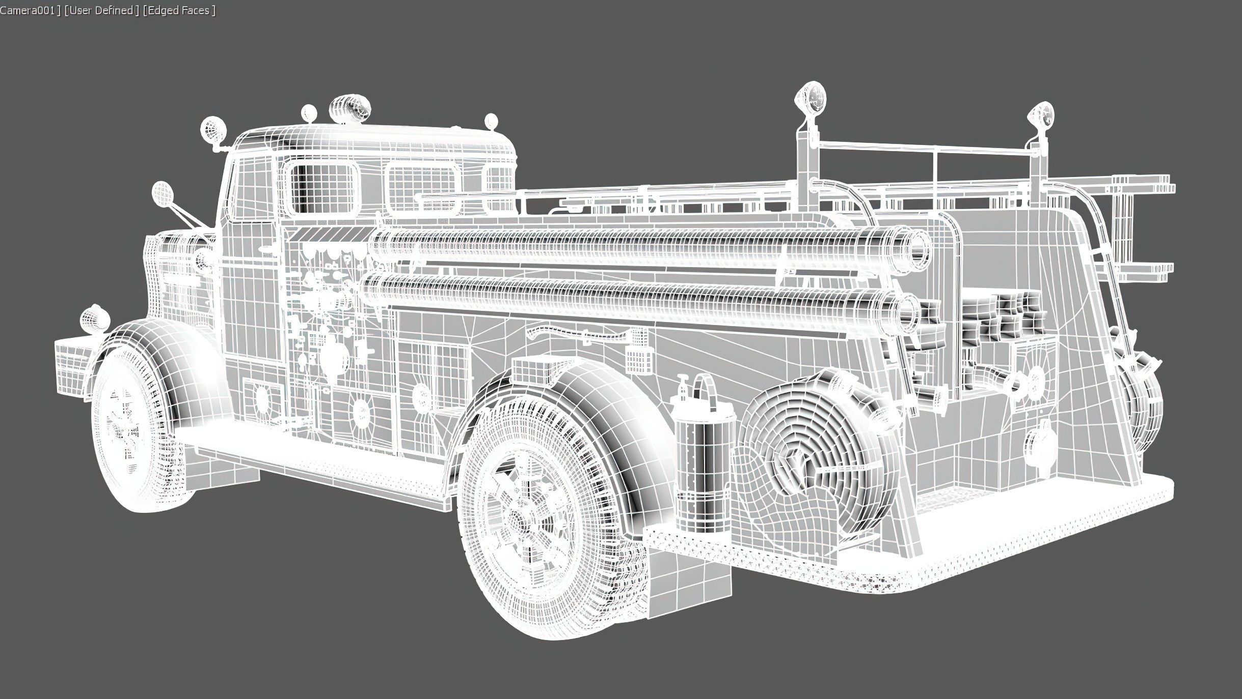Fire Truck - ENGINE 61 1953 FWD Pumper high poly 3D model_11