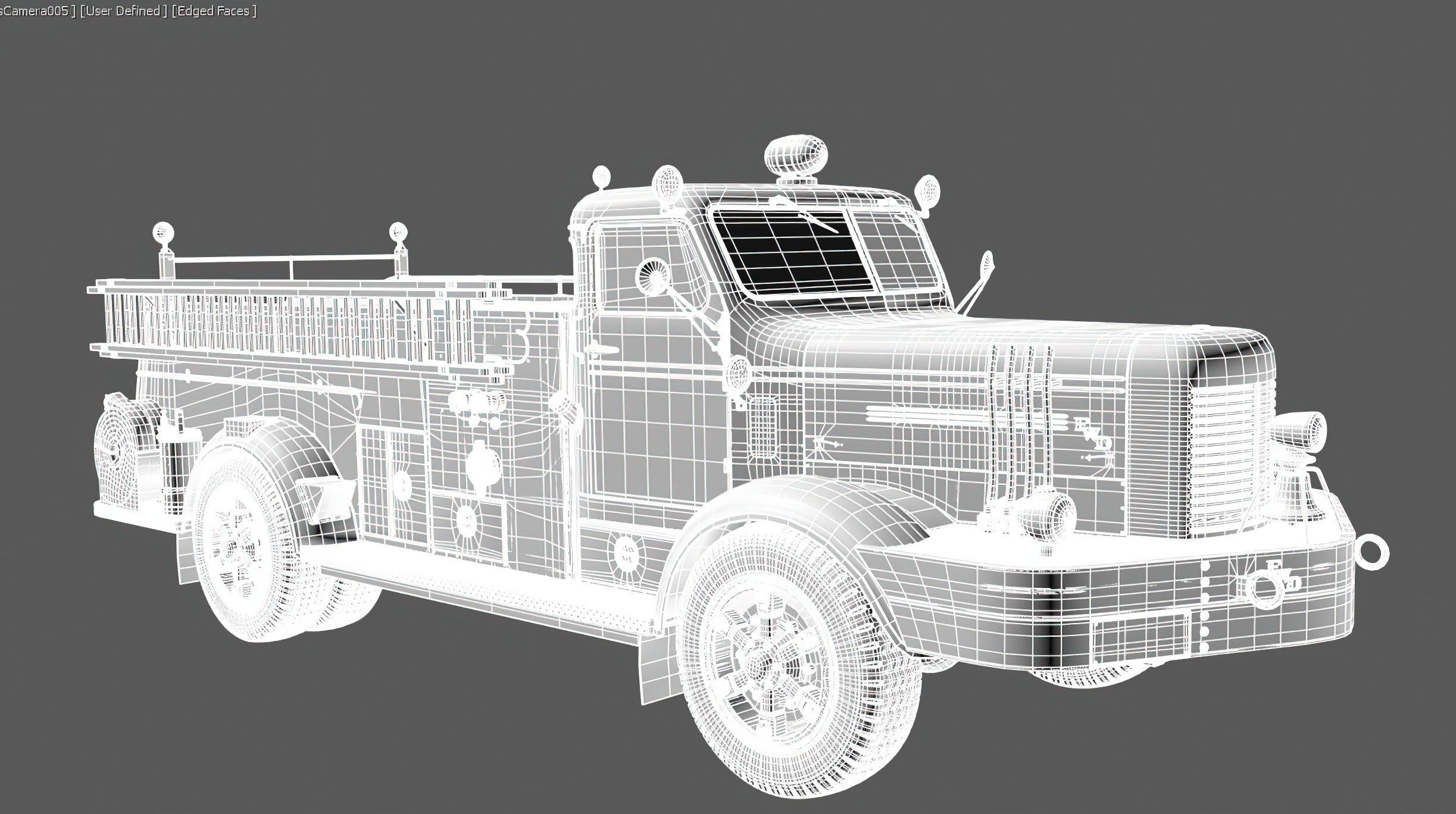 Fire Truck - ENGINE 61 1953 FWD Pumper high poly 3D model_12