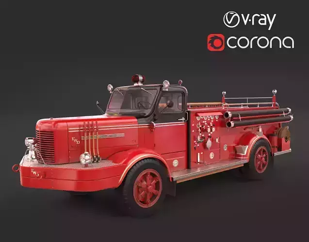Fire Truck - ENGINE 61 1953 FWD Pumper high poly 3D model