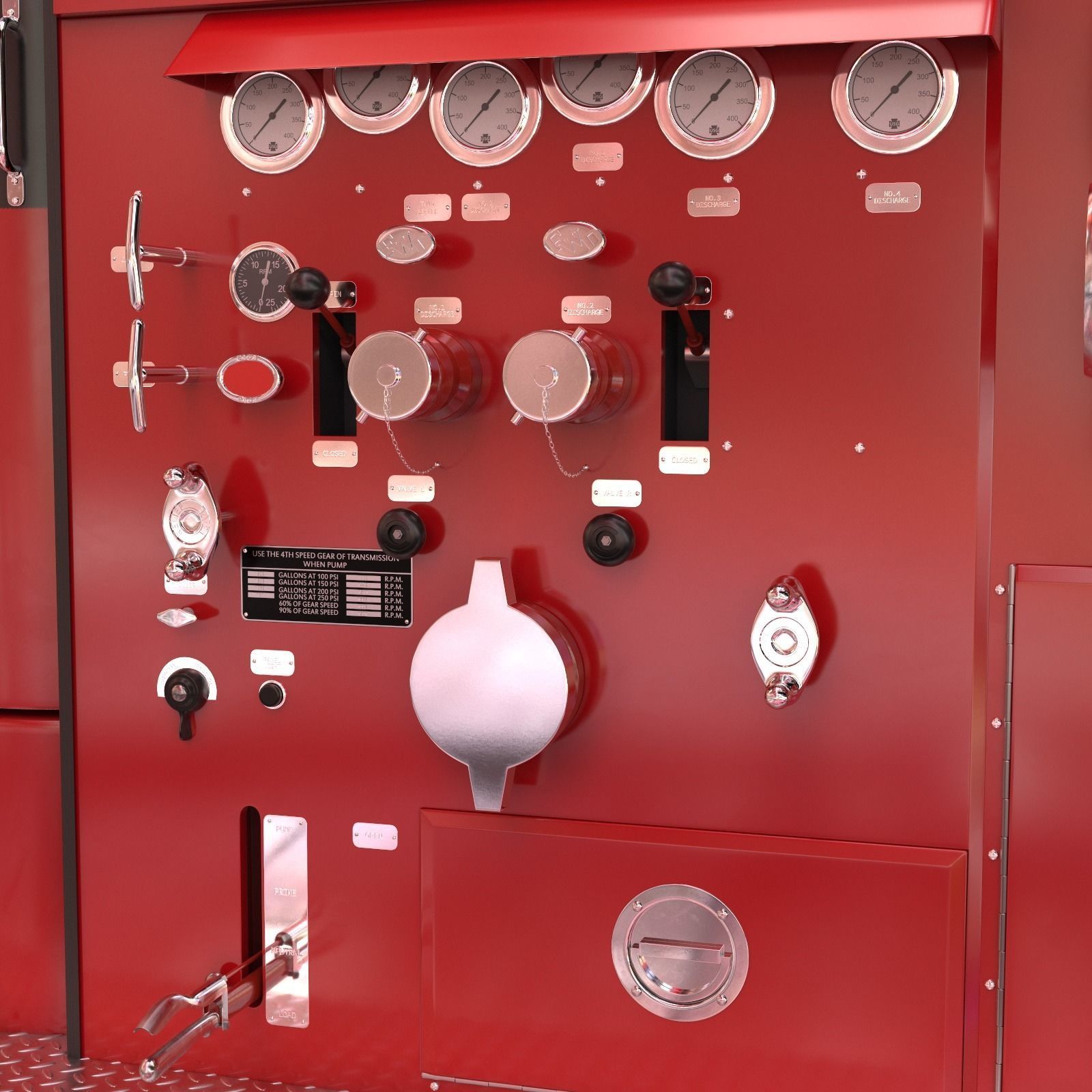 Fire Truck - ENGINE 61 1953 FWD Pumper high poly 3D model_8
