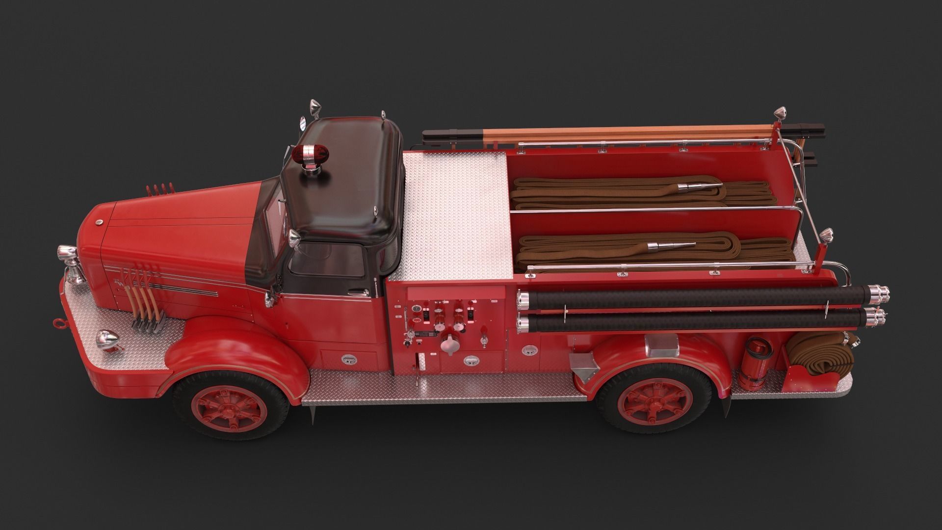 Fire Truck - ENGINE 61 1953 FWD Pumper high poly 3D model_7