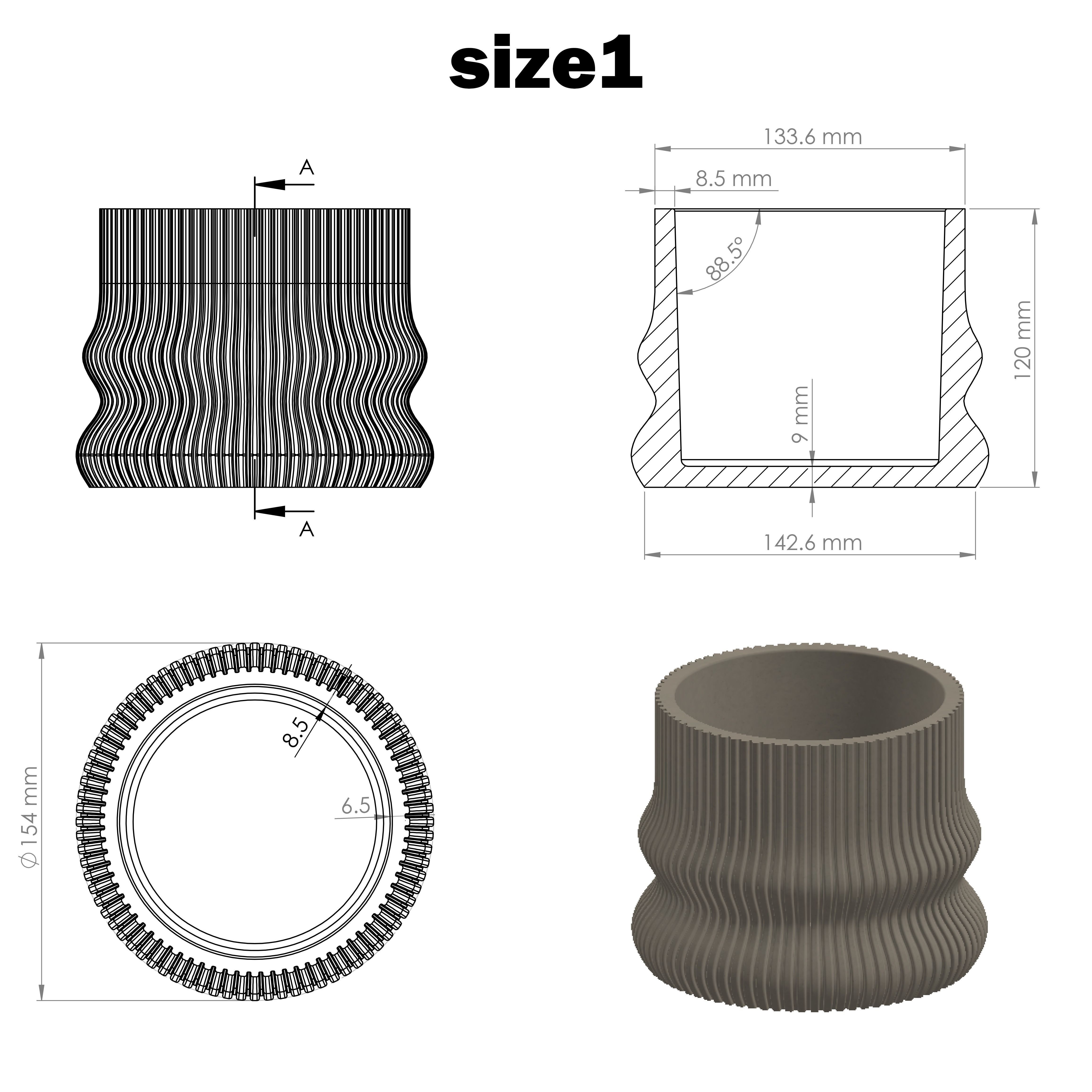 3 sizes of vases for making silicone mold 3D print model_4