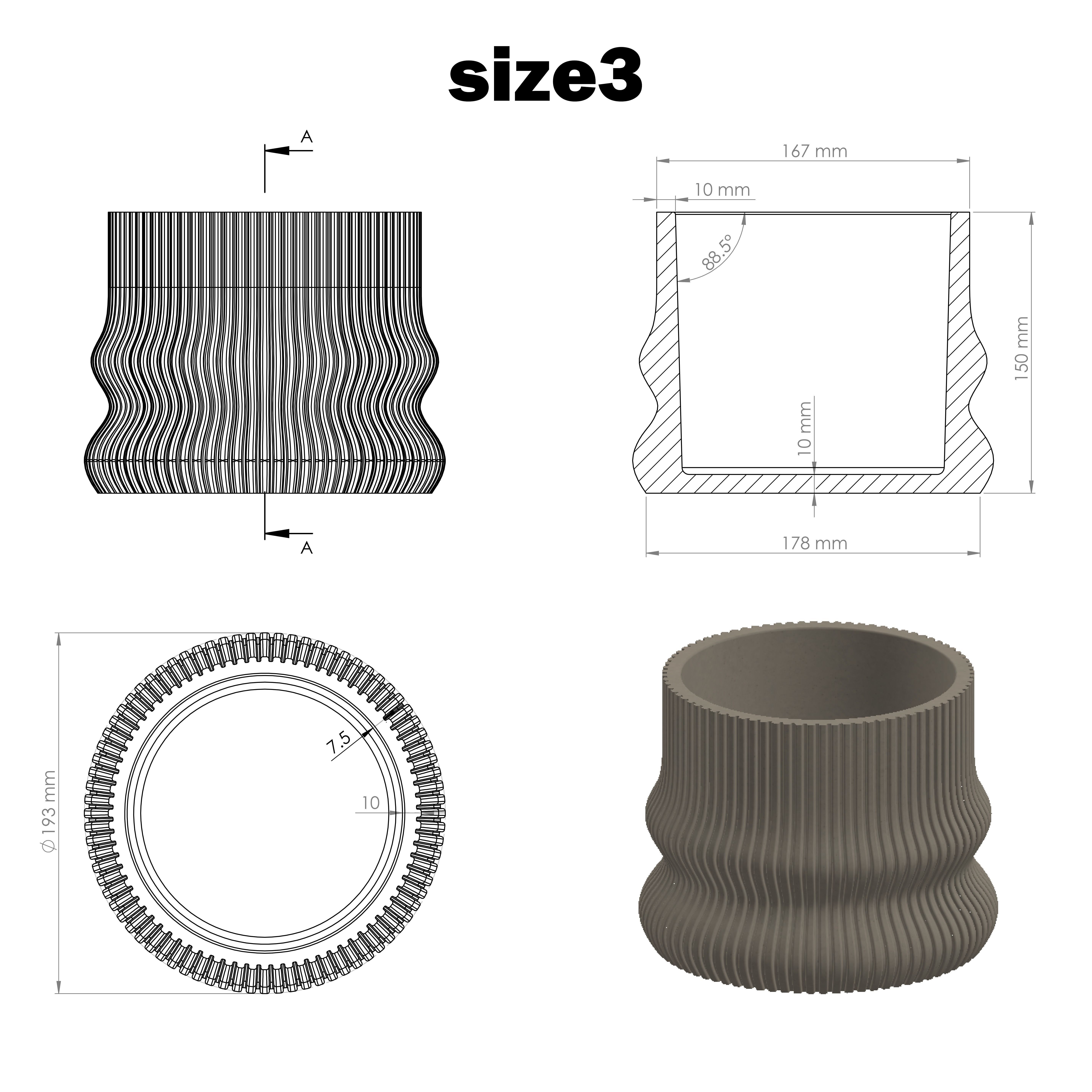 3 sizes of vases for making silicone mold 3D print model_10