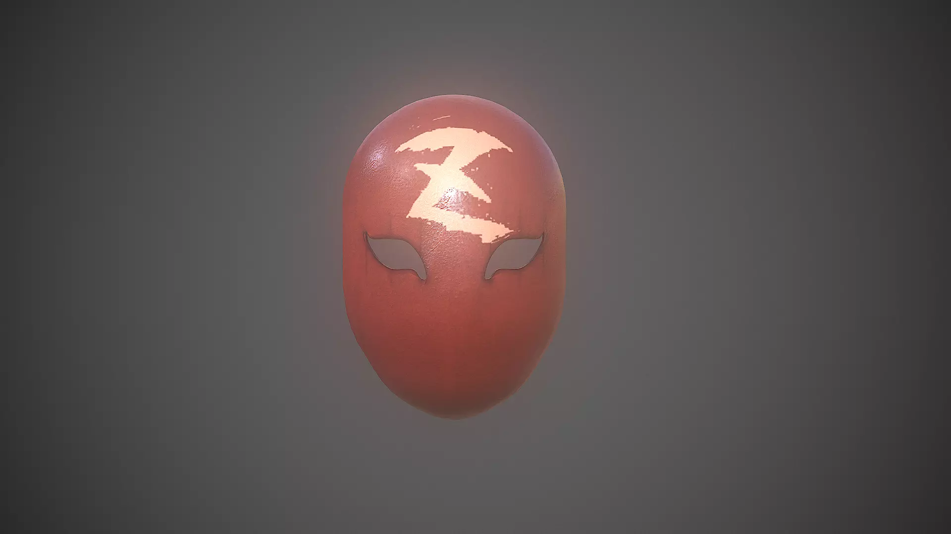 Red Mask Low-poly 3D model_0
