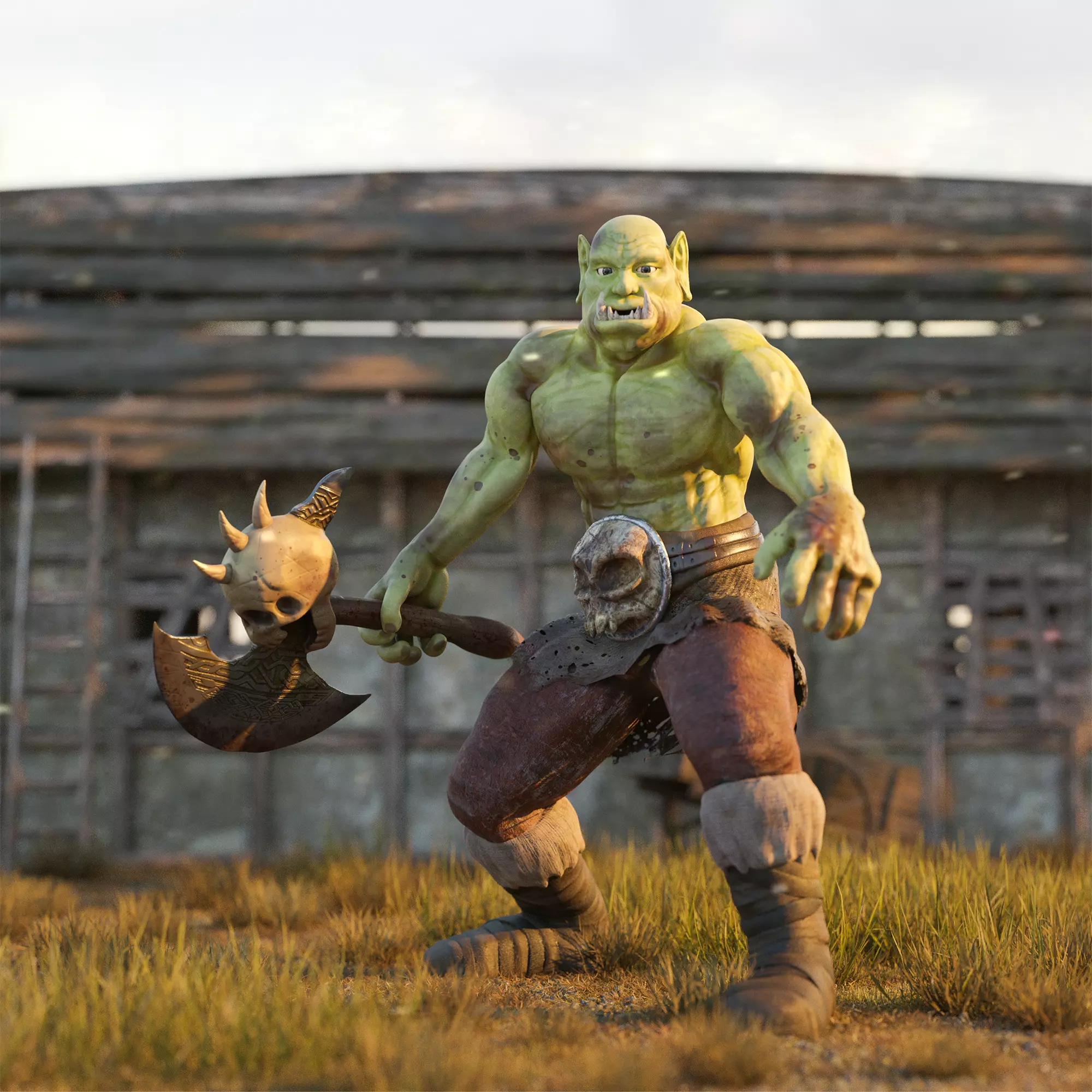 ORC warior Low polymodel Free low-poly 3D model