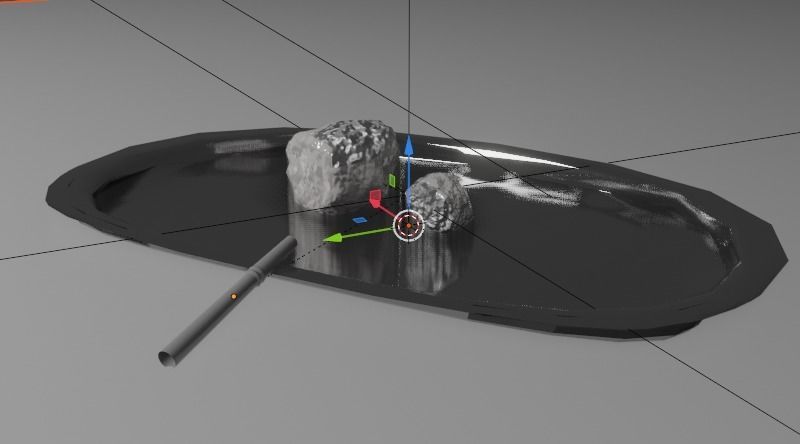 Cocaine Rock with Metal Tray Plate and Snorting Metallic Straw Low-poly 3D model_2