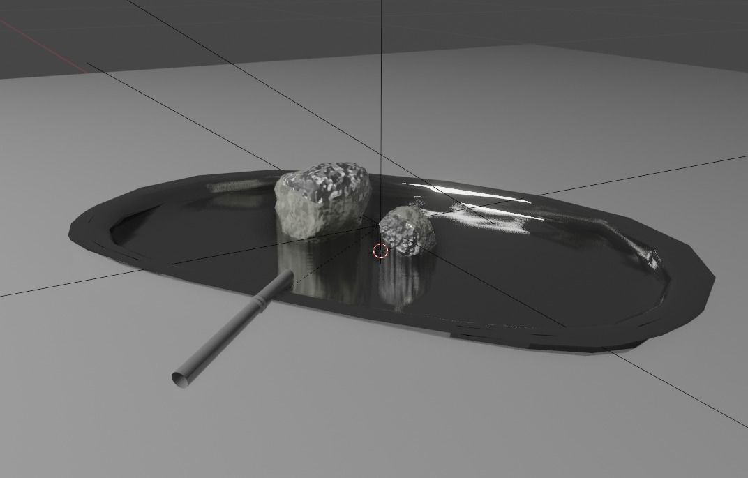 Cocaine Rock with Metal Tray Plate and Snorting Metallic Straw Low-poly 3D model_1