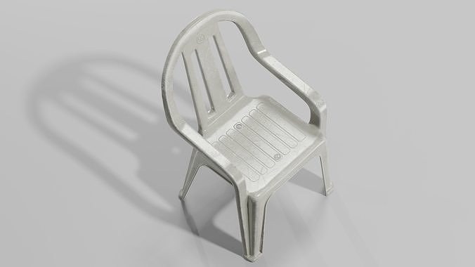 Plastic Chair Low-poly 3D model 4