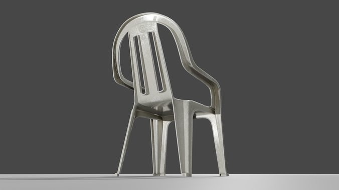 Plastic Chair Low-poly 3D model 2