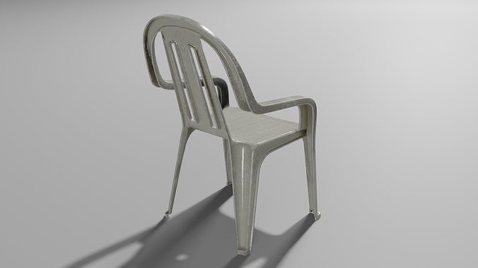 Plastic Chair Low-poly 3D model 6