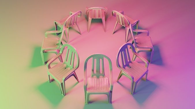 Plastic Chair Low-poly 3D model 3