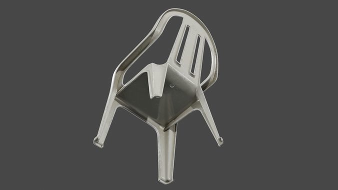Plastic Chair Low-poly 3D model 5
