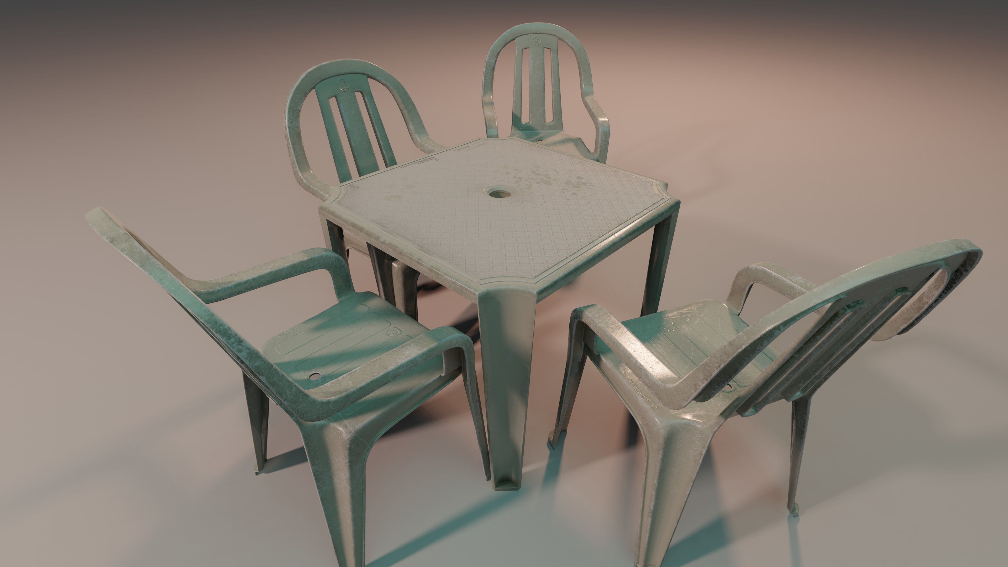plastic table and chair 3D Model Collection_17