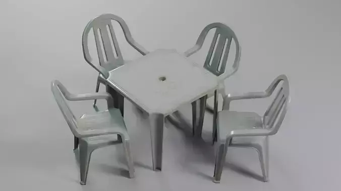plastic table and chair 3D Model Collection