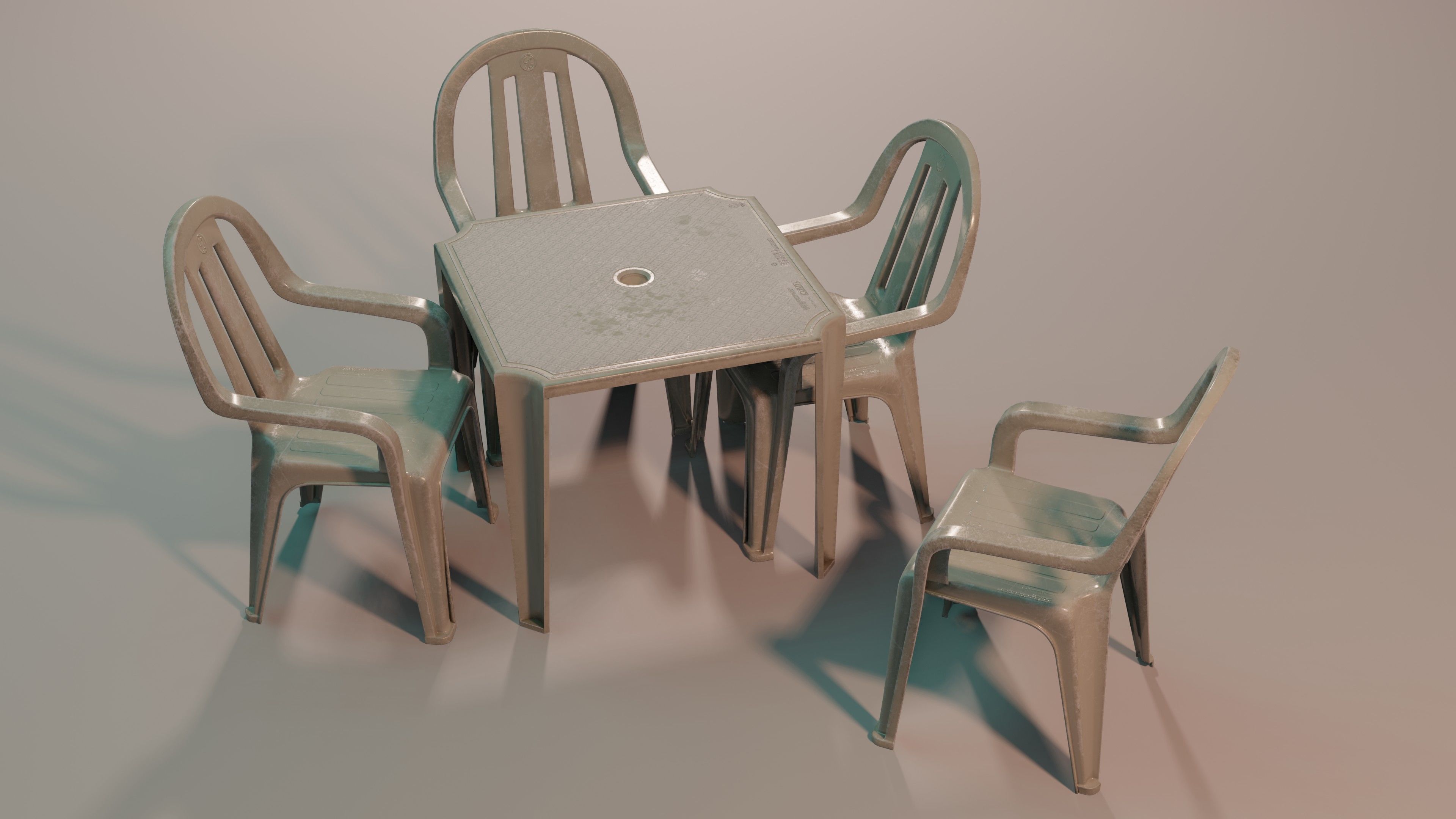 plastic table and chair 3D Model Collection_1