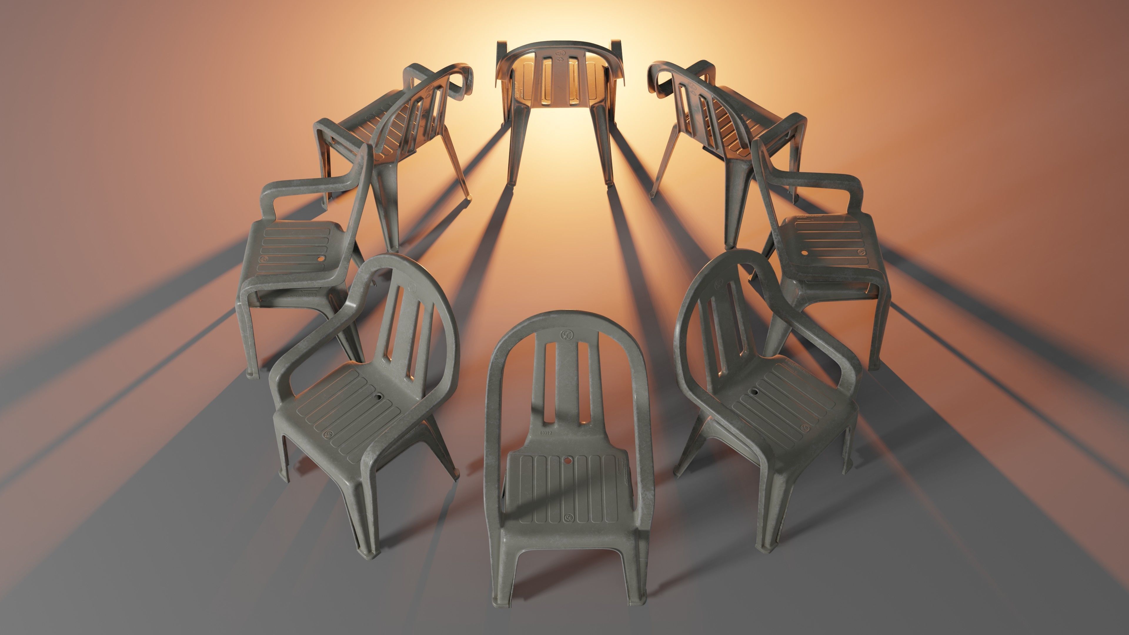 plastic table and chair 3D Model Collection_10