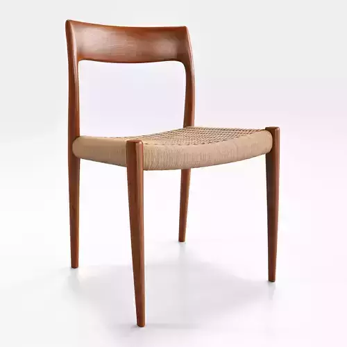 Niels Moller Model 77 Dining Chair - Teakwood and Paper Cord Low-poly 3D model