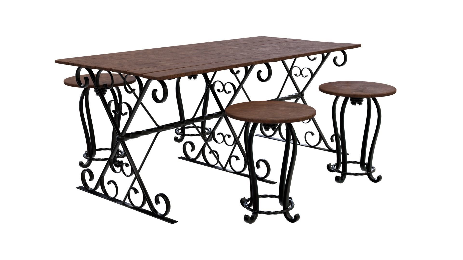 Forged Table With Chairs High Poly 3d model 3D model_4