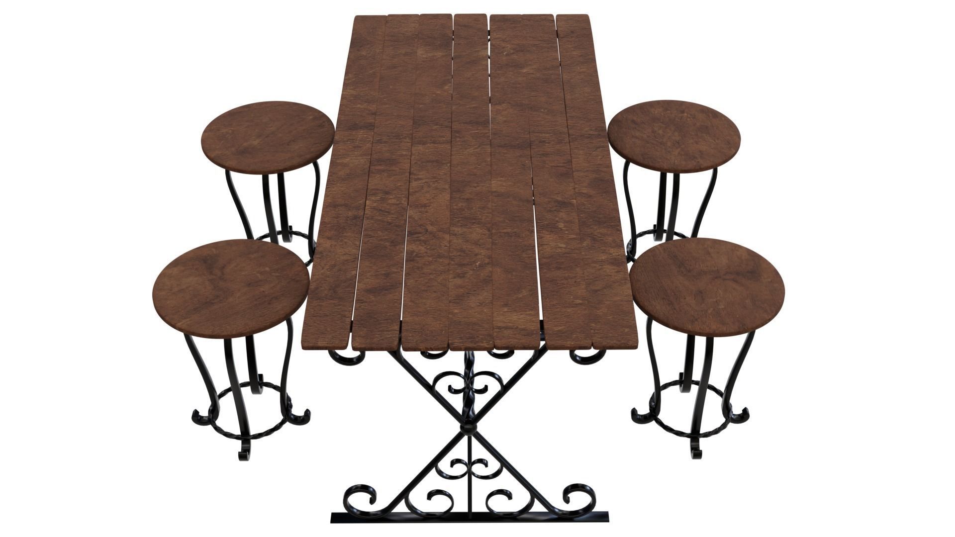 Forged Table With Chairs High Poly 3d model 3D model_9