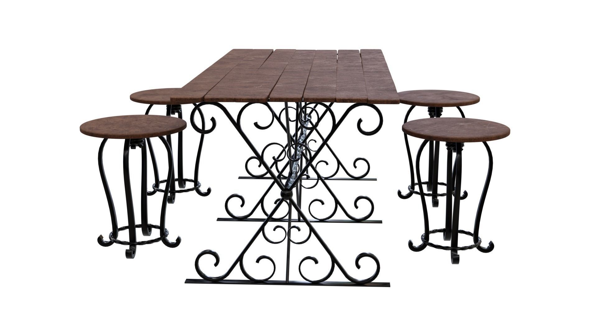 Forged Table With Chairs High Poly 3d model 3D model_2
