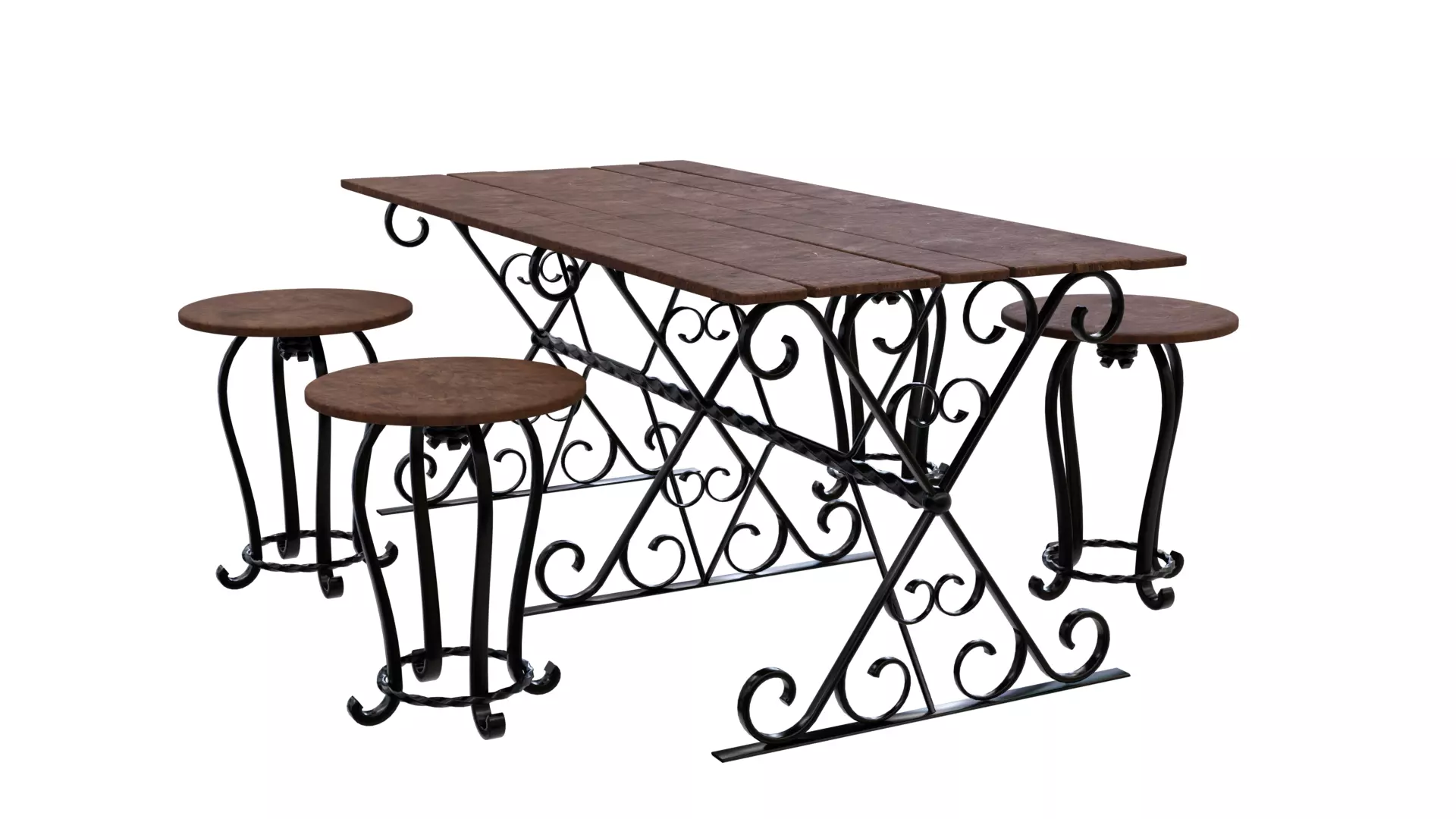 Forged Table With Chairs High Poly 3d model 3D model_0