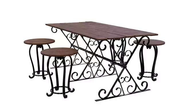 Forged Table With Chairs High Poly 3d model