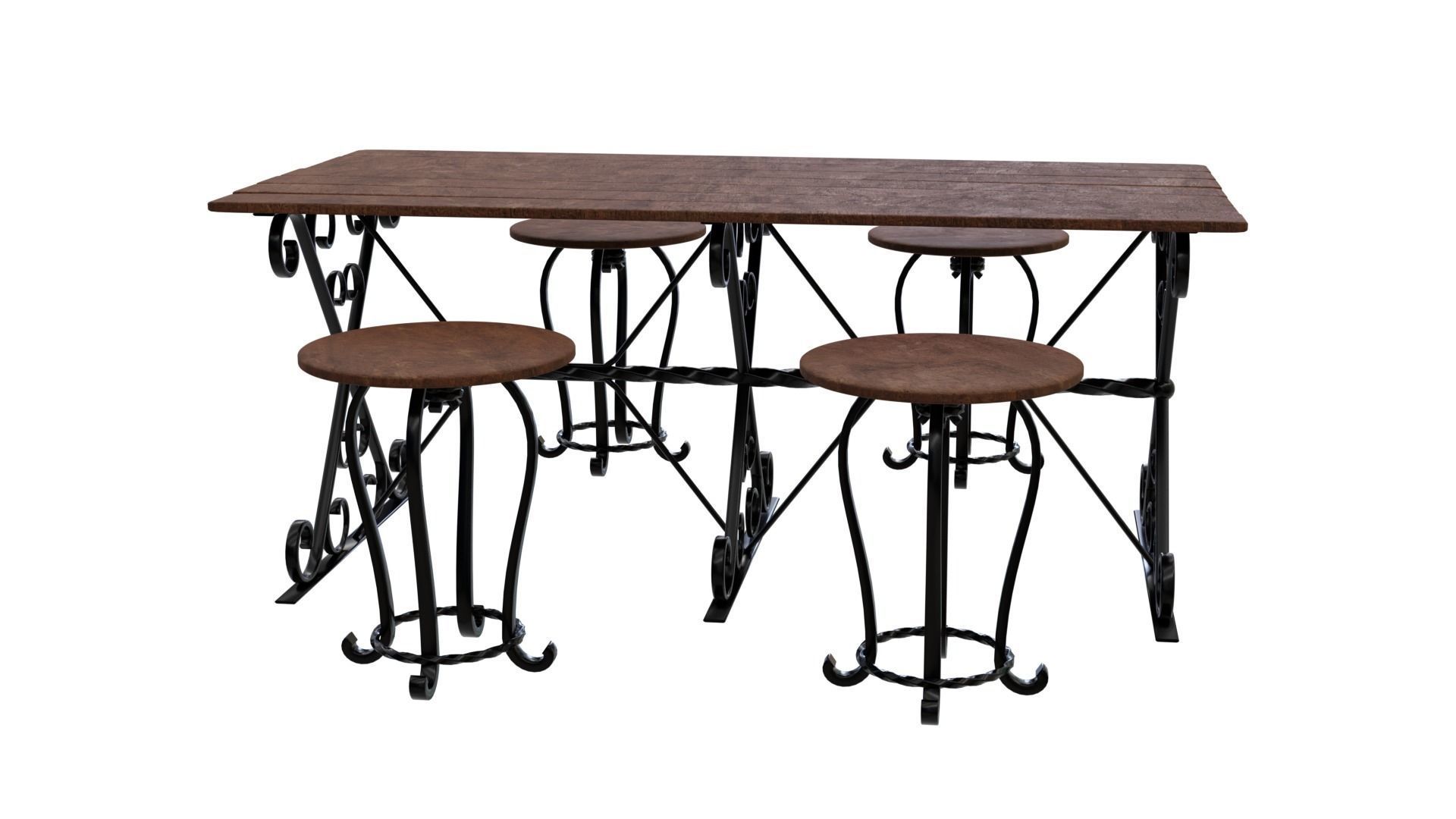 Forged Table With Chairs High Poly 3d model 3D model_6