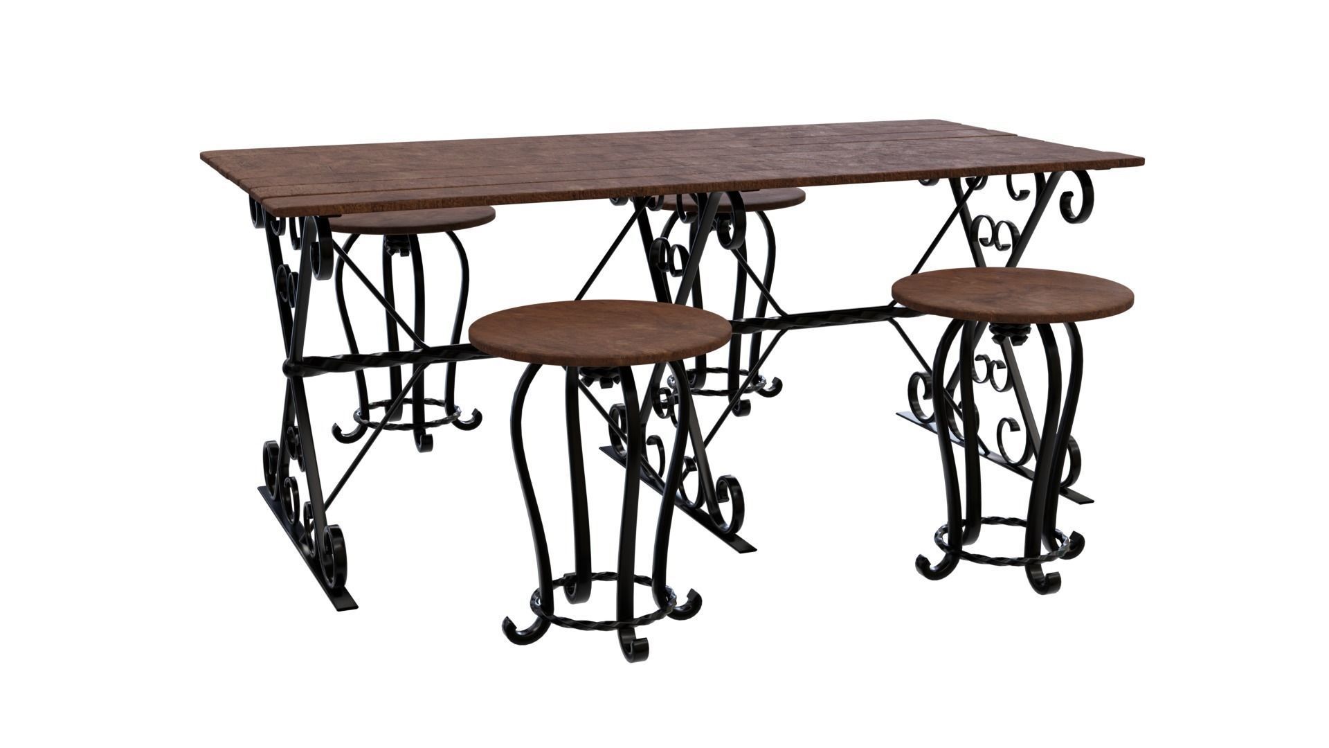 Forged Table With Chairs High Poly 3d model 3D model_5