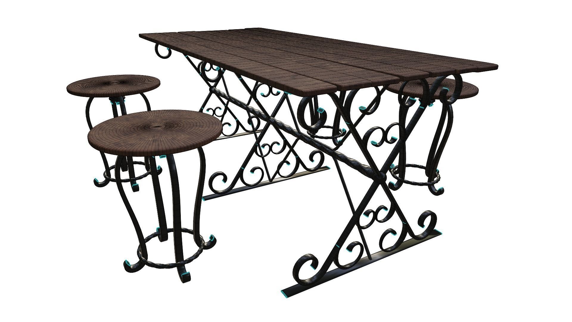 Forged Table With Chairs High Poly 3d model 3D model_14