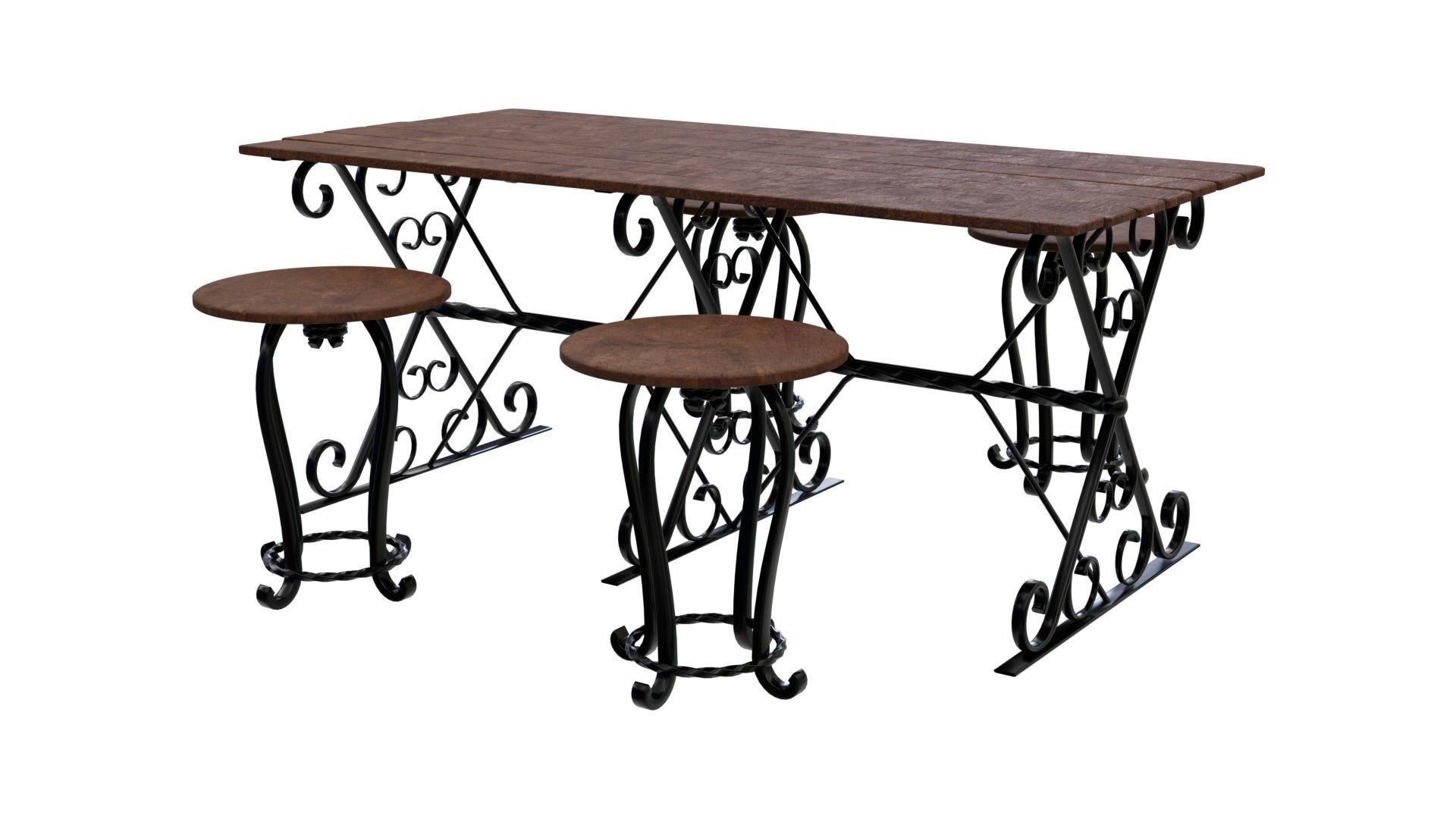 Forged Table With Chairs High Poly 3d model 3D model_7