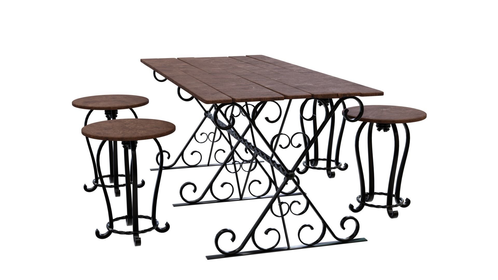 Forged Table With Chairs High Poly 3d model 3D model_1