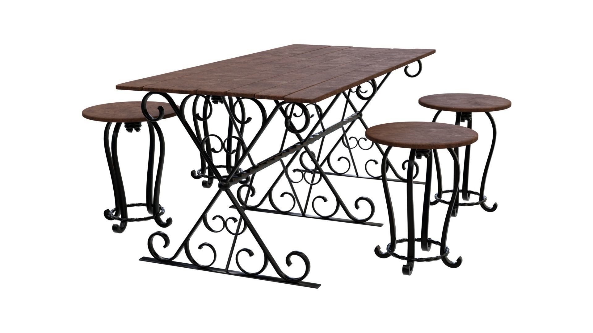 Forged Table With Chairs High Poly 3d model 3D model_3