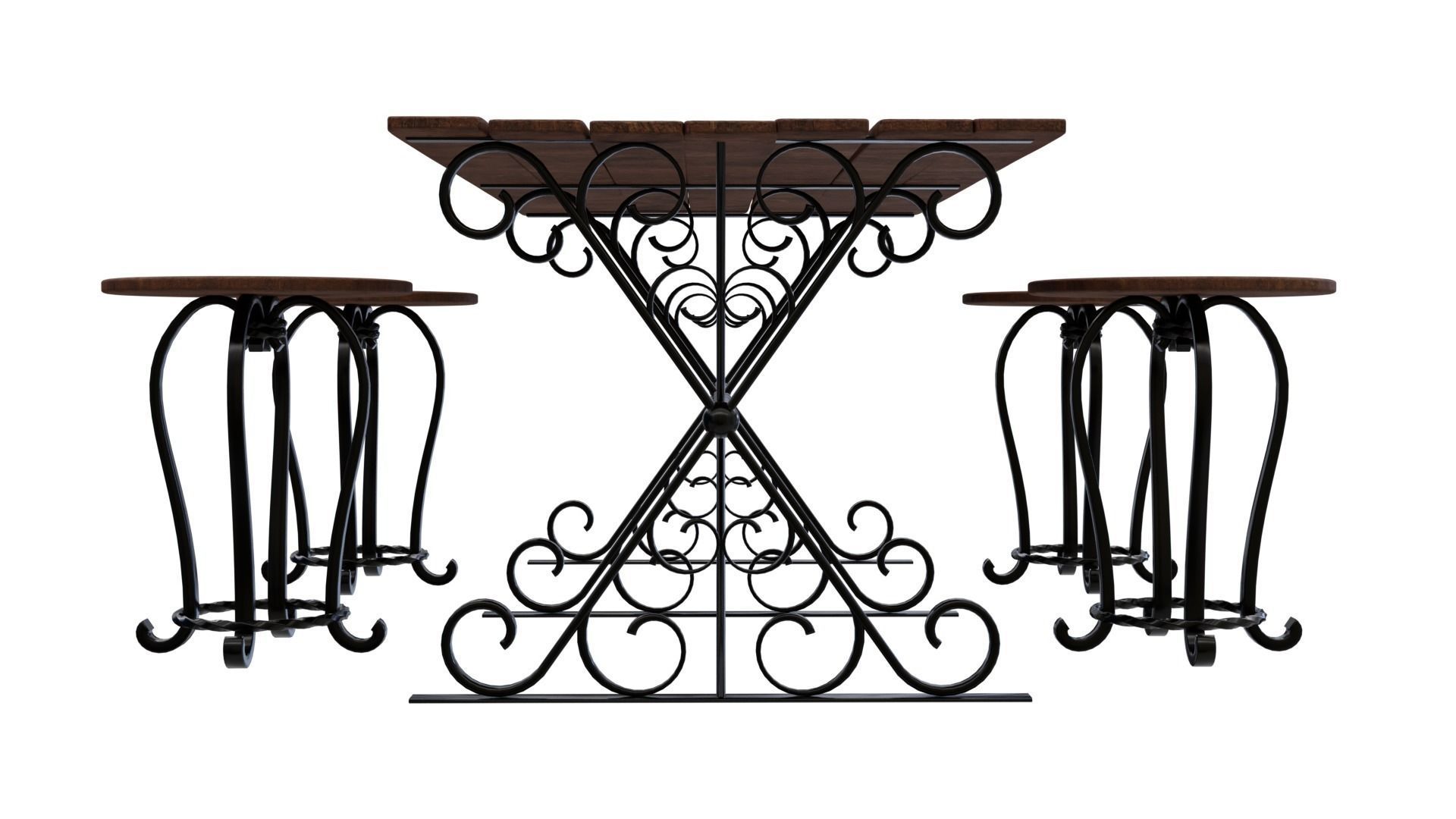 Forged Table With Chairs High Poly 3d model 3D model_8