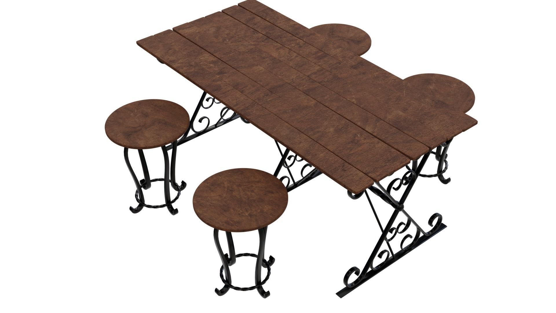 Forged Table With Chairs High Poly 3d model 3D model_12