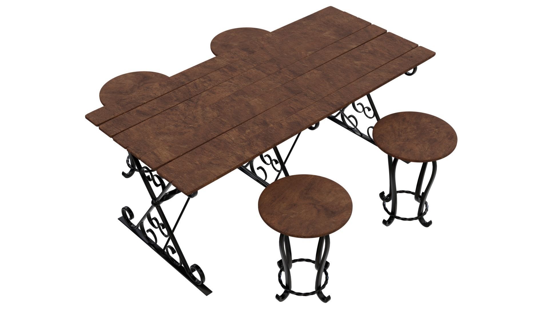 Forged Table With Chairs High Poly 3d model 3D model_10
