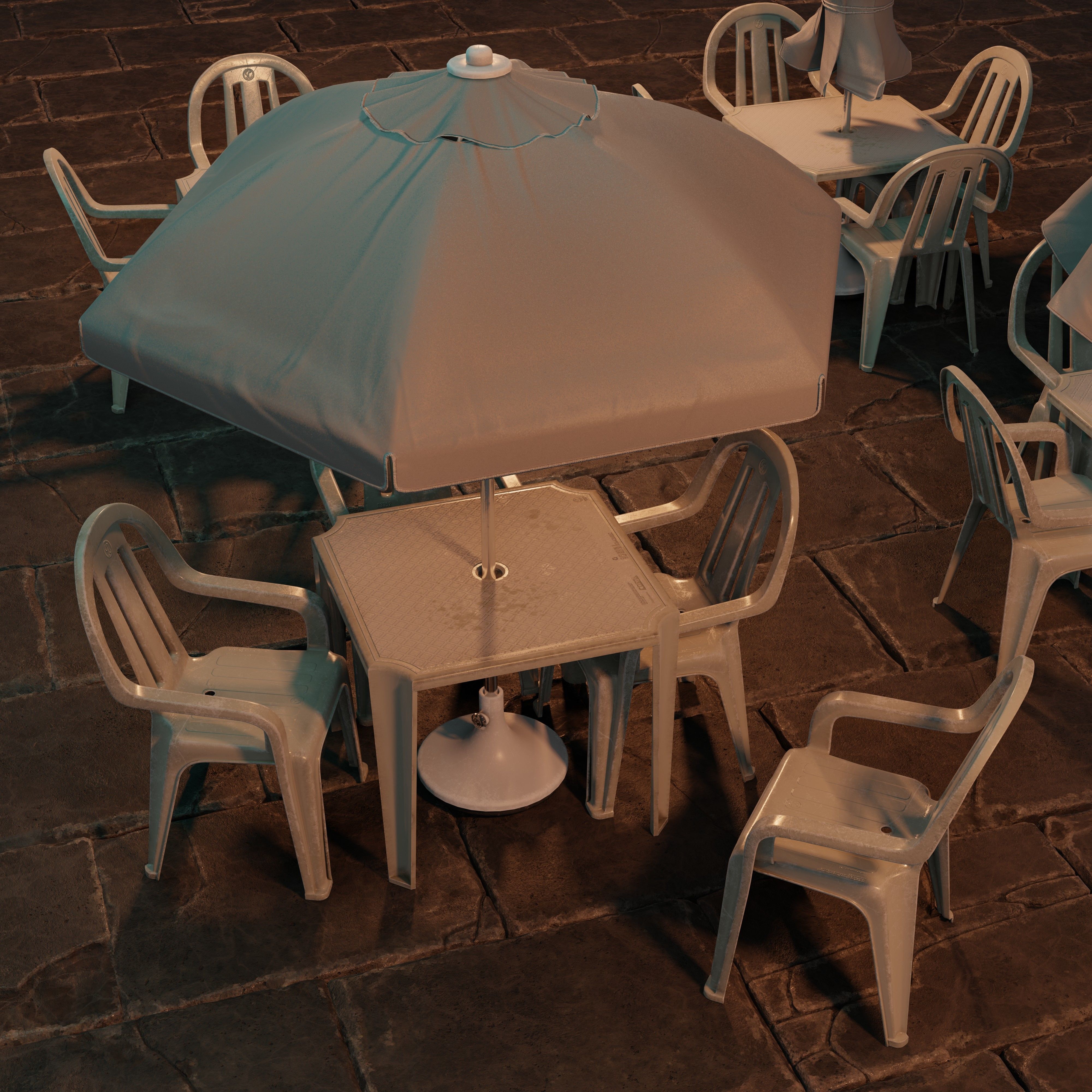 table chair and sunshade  3D Model Collection_1
