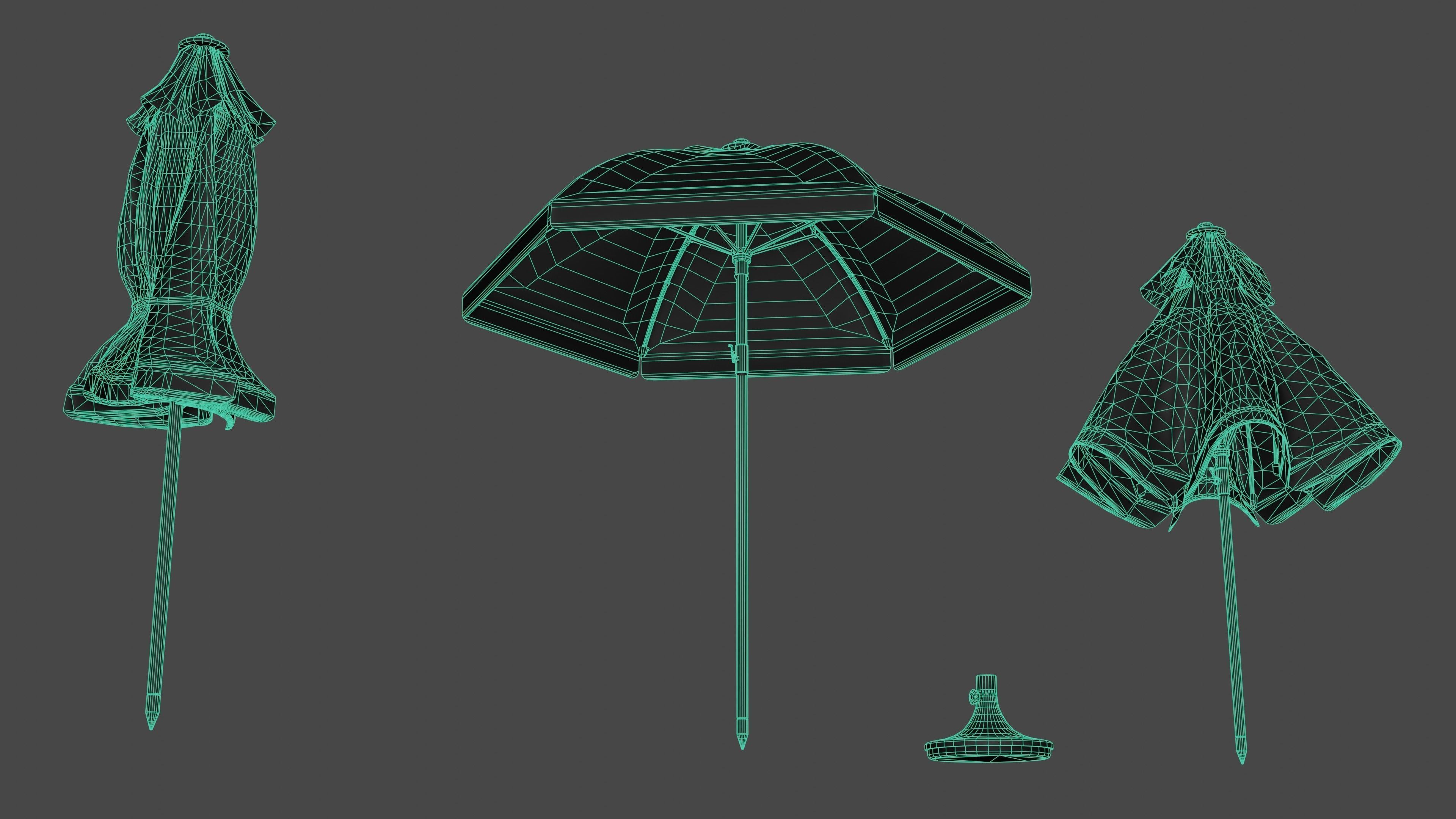 table chair and sunshade  3D Model Collection_21