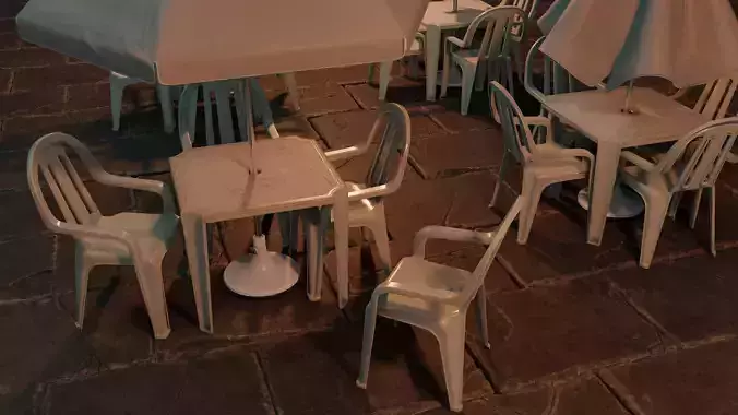 table chair and sunshade  3D Model Collection