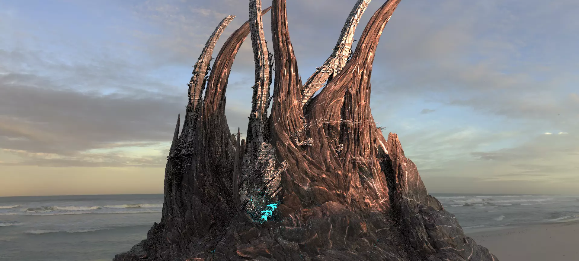 Alien Assassin Cliffs Base 2 structures 3D model_0